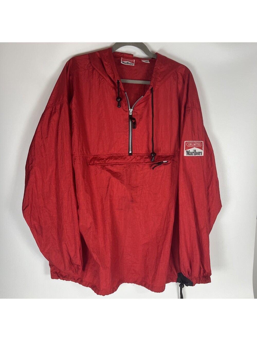 Vintage Marlboro Unlimited Packable Windbreaker/ Fannie Pack- Adult XL Red